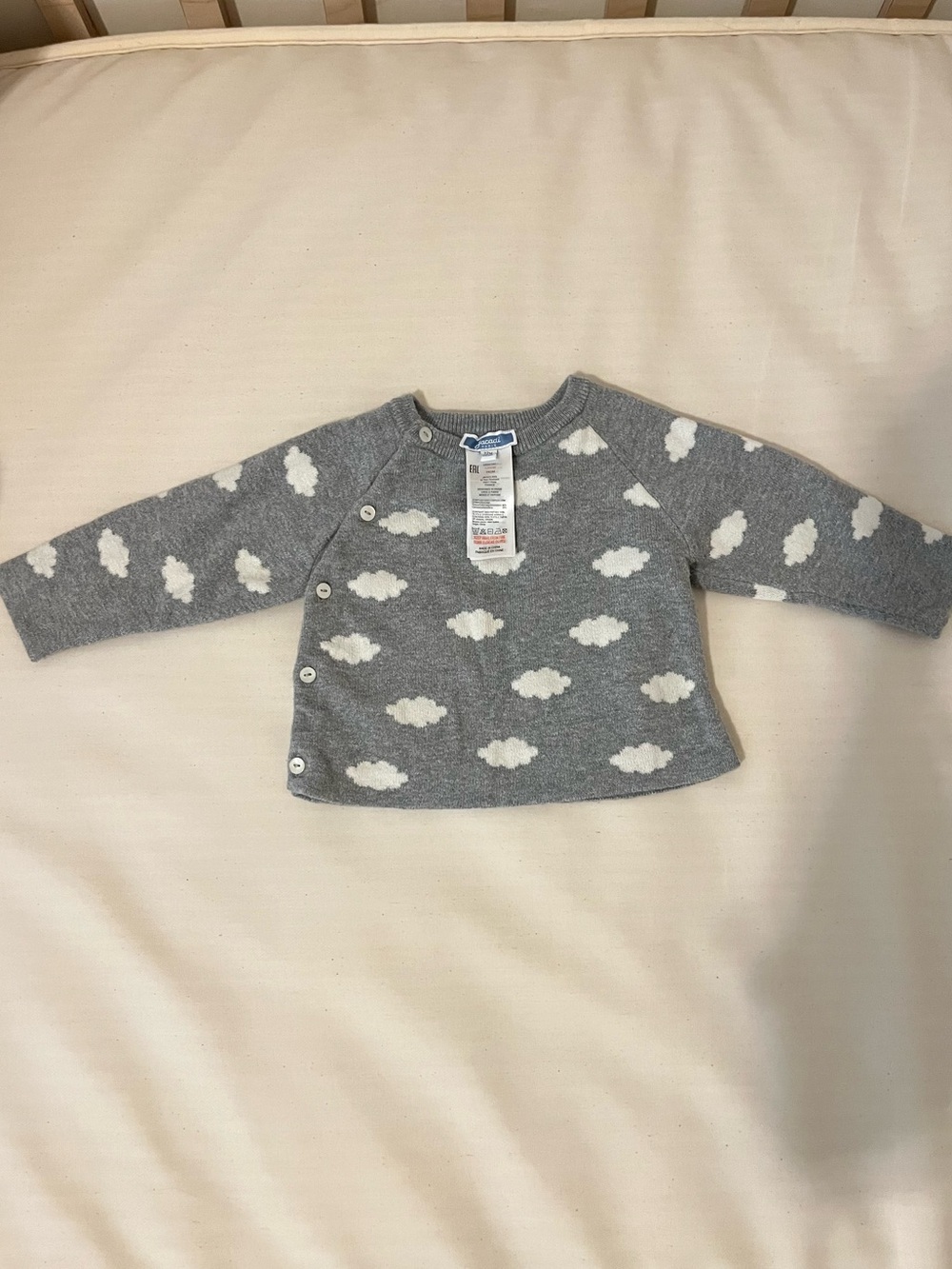 Jacadi Gray Sweater with White Cloud Motif